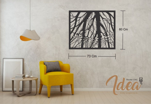 Cuadro Árbol Sobre Corte Láser 60x70 Cm Negro Negro
