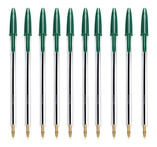 Kit Caneta Esferográfica Bic® Cristal Clássica 10 Unidades Cor da tinta Verde