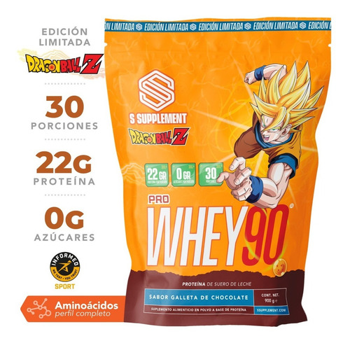 Proteína Pro Whey90 Dragon Ball Z 900gr S Supplement Sabor Chocolate