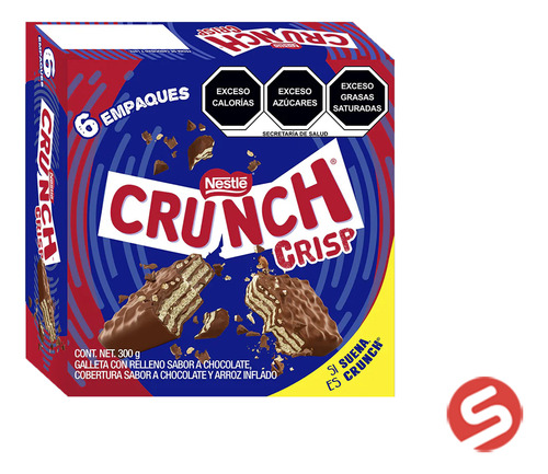 Crunch Crisp Chocolate Con Galleta 6 Pzs 