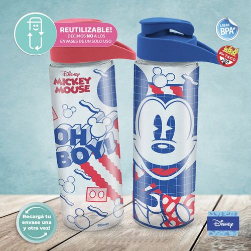 Imagen 4 de 10 de Botella Refill Mickey Disney Reutilizables 750 Ml Original