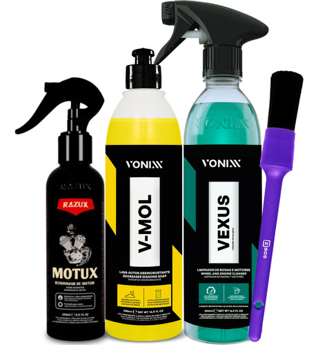 Kit Limpeza De Motor Vexus 500ml + V-mol Vonixx + Verniz