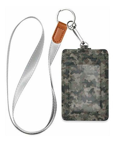 Porta Carnet, Credencial Qilmy Camuflaje Id Badge Holder Lea