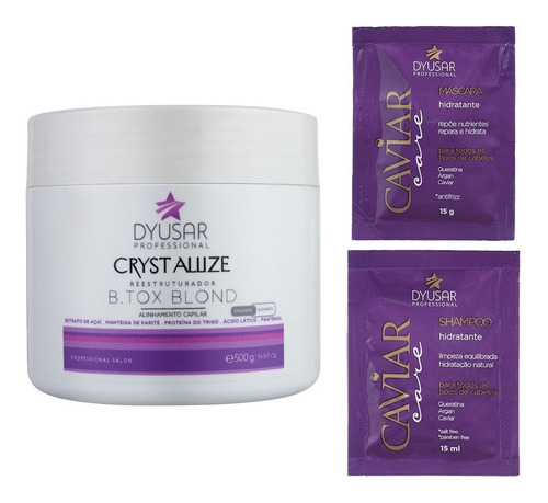 B.tox De Cristal Capilar Blond 500g Dyusar +kit Sache Brinde