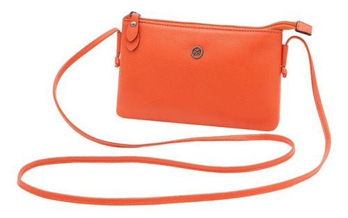 Bolsa Feminina Transversal De Couro Legítimo Mariart Onix Cor Orange