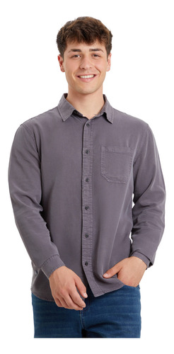 Camisa Hombre Lyocell Gris Fashion's Park