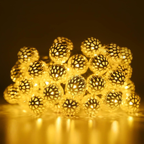 Cadena De Luces Marroquies Con Energia Solar De 20 Led Dorad