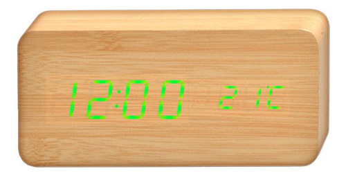 Reloj Despertador Madera Led Temp Fecha Alarmas Usb