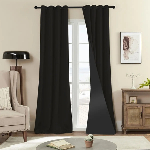 Cortina Blecaute Blackout Corta Luz Sala E Quarto 280 X 270 Cor Preto