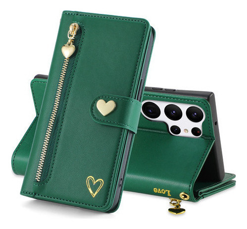 Jing Funda De Piel Tipo Cartera Con Cremallera Para Samsung
