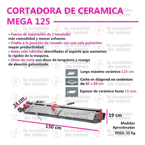 Cortadora Porcelanato Ceramica Herramienta Manual Cortag 125
