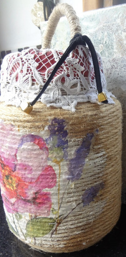 Imagen 7 de 10 de Tarro Decorativo Y Para Guardado- Artesanal