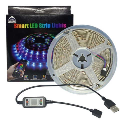 Cinta Tira Led Rgb 5m Música Bluetooth Usb Con App - Meseta