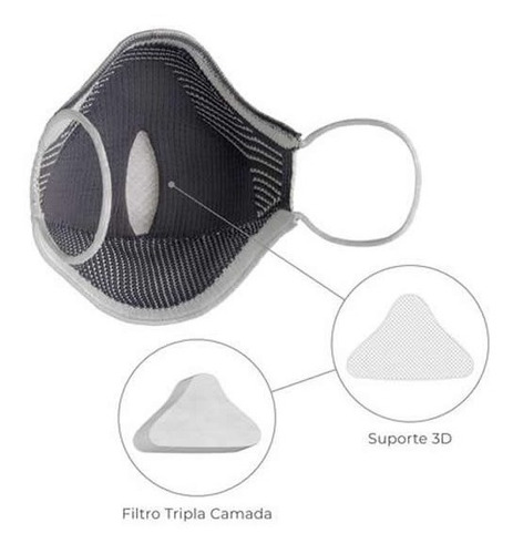 Imagem 3 de 3 de Kit Máscara Proteção Fiber Knit 3d Sport Air Mask Original