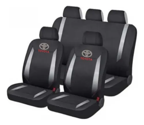 comprar Cubreasiento Funda Tela Negro Plateado Logo Toyota Bordado