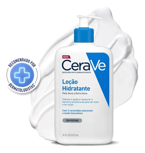 Loção Hidratante Corporal Sem Perfume, com Ceramidas Essenciais e Ácido Hialurônico, Textura Fluida CeraVe 473ml