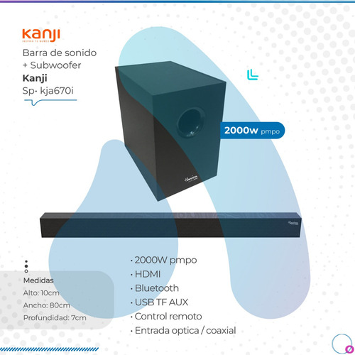 Parlante Kanji Barra De Sonido + Subwoofer Sp-kja670i