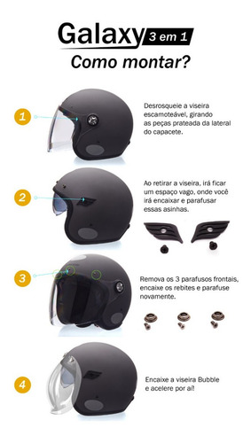 Imagem 10 de 10 de Capacete Lucca Galaxy 3 Em 1 Black Caramel Com 3 Viseiras Nf