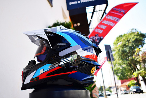 Casco para Big Trail Ls2 Explorer C Mx701 Frontier, color azul blanco/azul/rojo, talla 62