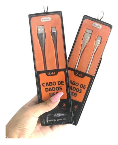 Cabo De Dados Usb V8 Basike 2.4 Antidobrável Rapid Cor Sortido Metálico