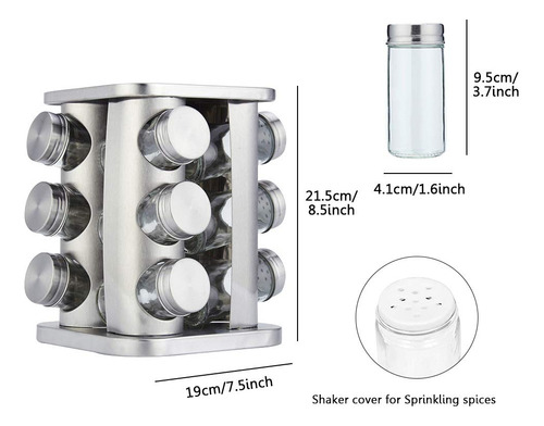 Organizador De Especias Tinmix Giratorio Con 12 Tarros De Ac