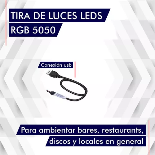 Tira Luces Led 5050 Rgb, Kit Completo,control Y Fuente