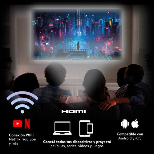 Imagen 6 de 10 de Proyector Portatil Hd 1080 Wifi Hdmi 3500 Lumens