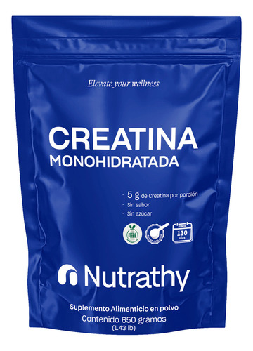 Creatina 100% Pura 650 Gr Nutrathy 130 Servicios Sabor Sin Sabor