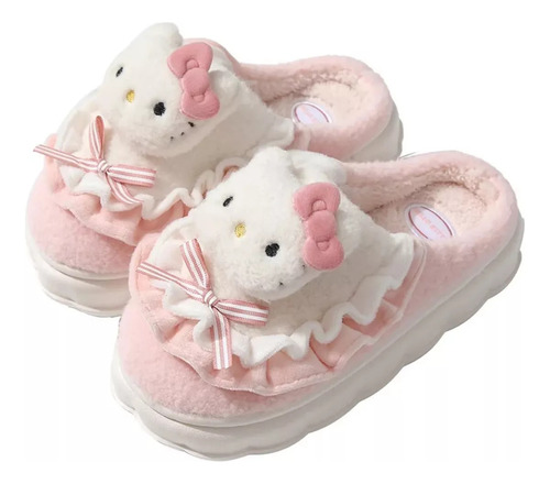 Pantuflas De Hello Kitty Acolchonada Peluche Antiderrapante 