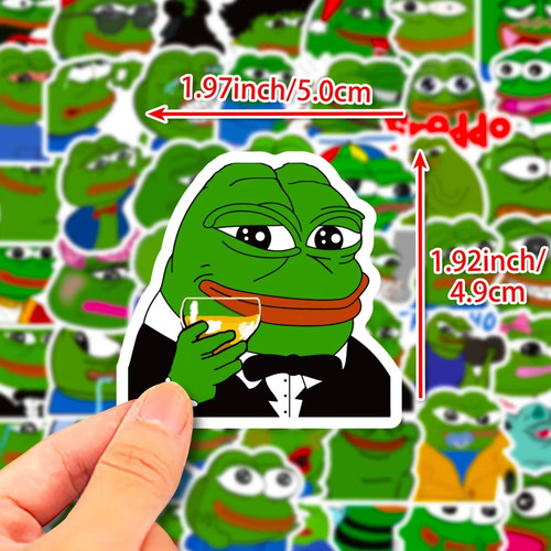 Set 50 Stickers Pepe La Rana Meme Papel Autoadhesivo 5x5 Cm