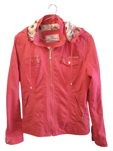 Campera Dama Roja Con Capucha Como Nueva!