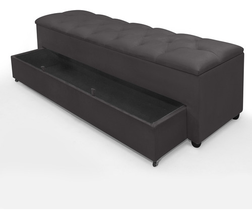 Recamier Baú Divã Com Gaveta Sapateira Paris 1,50m Para Quarto E Sala Retro Luxo Banco Moderno Cinza