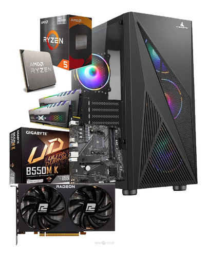 Torre Cpu Amd Ryzen 5 Ssd 500gb Ram 16gb Gamer Rx 6600