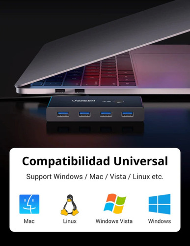 Hub Adaptador 4 En 1 Ugreen Con Switch Selector 2 Salidas