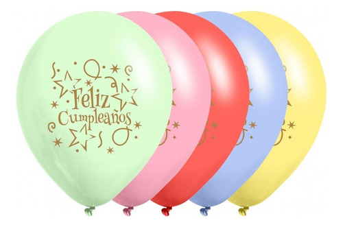 Paquete Globos Surtidos Estrellas Feliz Cumple * 10 Unidades