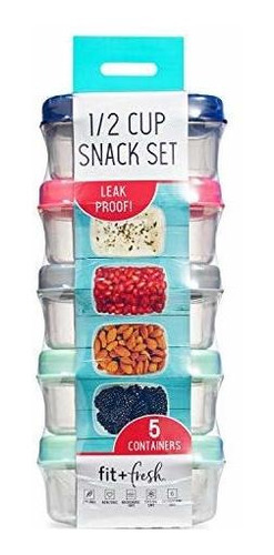 Fit & Fresh Cup Snack Set, Juego De 5 Recipientes Reutilizab