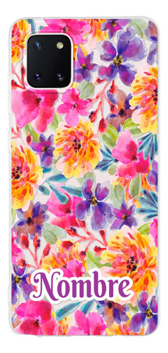Funda Galaxy Rosas Flores Personalizada Con Tu Nombre