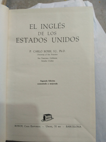 P Carlo Rossi S J El Inglés De Los Estados Unidos (Usado)