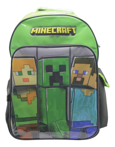 Mochila Minecraft Steve Creeper Espalda 18 Pulgadas Cresko