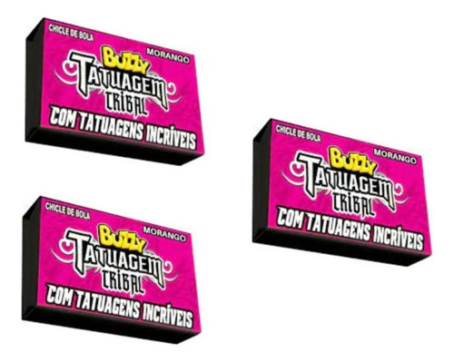 Chiclete Tatuagem Tribal Buzzy Morango C/ 90unid