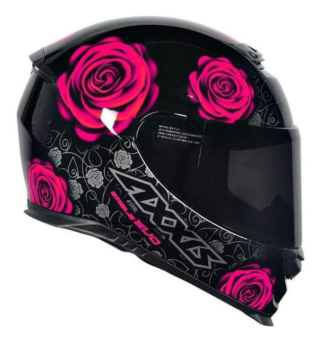 Capacete Axxis Eagle Evo Flowers Gloss Black Pink