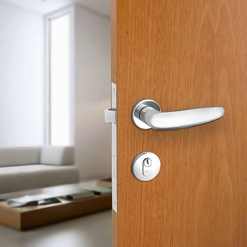 Fechadura Para Porta Soprano Cilindros Oval 50 Mm Acabamento Aço