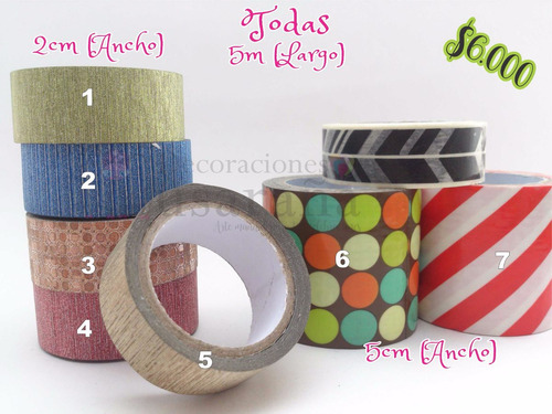 Cintas Adhesivas Decorativas Washi Tape Brillantes