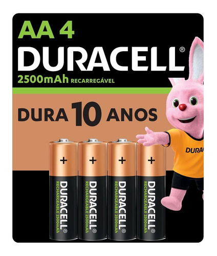 8 Pilhas Aa Pequena Recarregável 2500mah Duracell 2 Cartelas