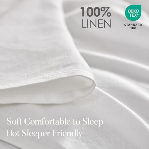 Fundas De Almohada De Lino Puro 100% Blanco 1 Par