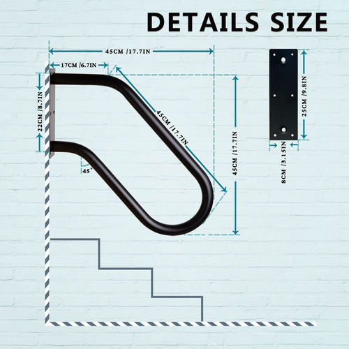 Sdnbht Pasamano Para Escalon Al Aire Libre Barra Agarre 18.5