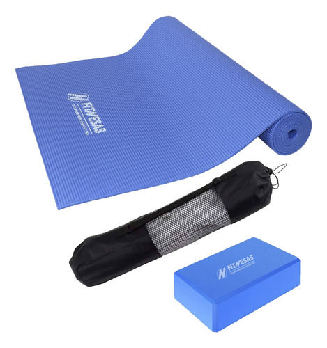 Kit Set Yoga Mat 4 Mm + Taco Pvc + Bolso Porta Mat