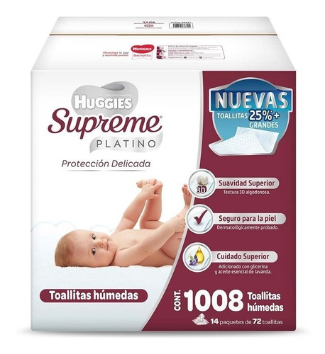 Toallitas Húmedas Huggies Supreme Platino Caja, 1008 Pzs Msi