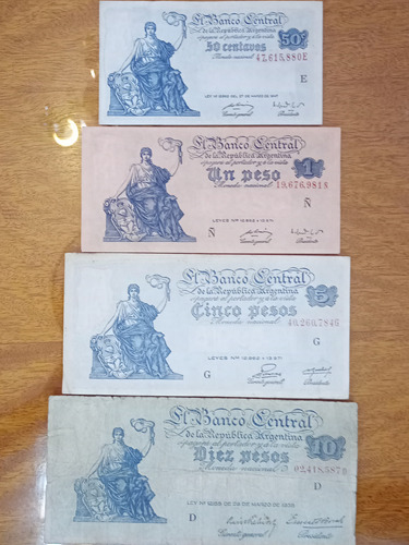Billetes Argentinos Serie Peso Progreso 4 Billetes N419