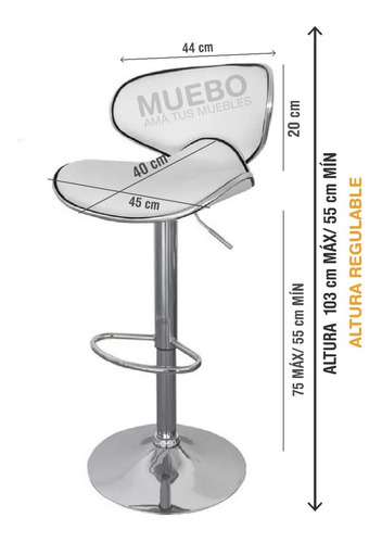 Imagen 3 de 10 de Banquetas Taburetes X2 Desayunador Sillas Altas Regulable